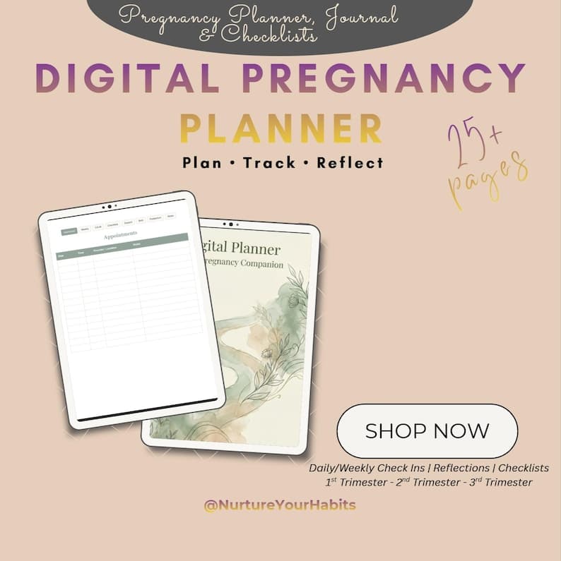 Mom to Emotion digital pregnancy planner cover by Nurture Your Habits