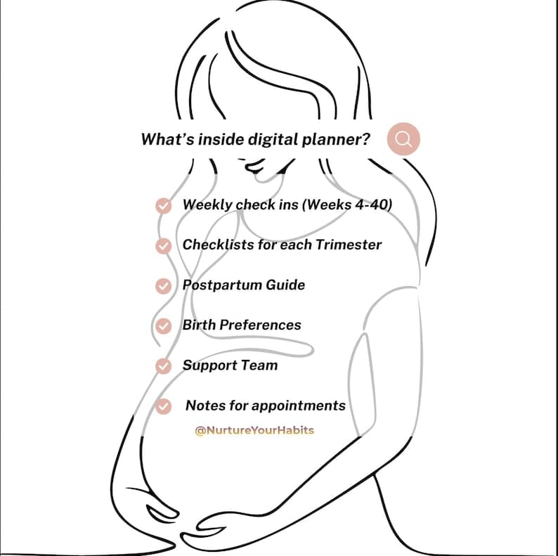 Birth preparation checklist and planning worksheet from the digital planner